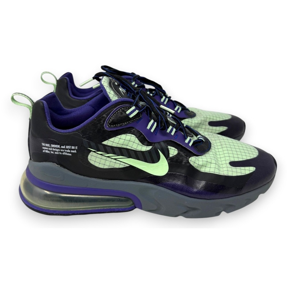 Nike Air Max 270 React Future Swoosh Sneakers Mens 12 Black Green Shoes